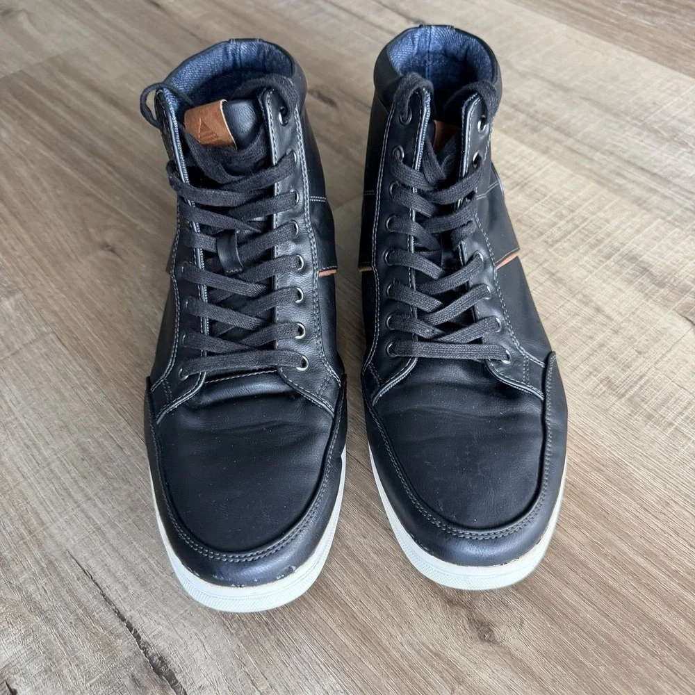 ALDO Men's Black Leather Ankle Boots Lace‎ Up Contrast Stitching Size 11